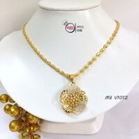 Dây Chuyền Nữ Xi Vàng V1012 MẶt Hoa Lớn Kết Hợp Dây V014 Hình Thoi