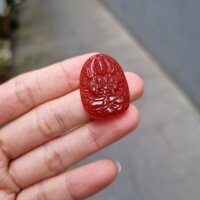 Dây chuyền phật bản mệnh màu đỏ m.não kèm dây dù đeo cổ