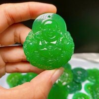 Dây chuyền phật Di Lặc màu xanh M.Não kèm dây dù đeo cổ