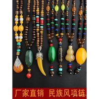 Dây chuyền phong cách nam nữ dây chuyền Áo len dài cánh gà cổ điển Bohemian trang trí mặt dây chuyền bằng gỗ