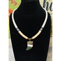 Dây chuyền san hô bánh xe phối mặt nanh cá tính si tuyển Nhật