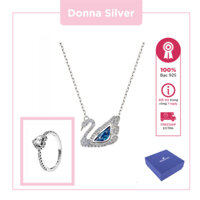 Dây chuyền Swarovski 6052BLU Dancing Swan pha lê xanh - Donna Silver