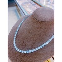 Dây Chuyền Tennis Full Xoàn Viên Chủ 4li5 Cz Đeo Cổ Đi Tiệc Sang Trọng- Trang Sức Bạc Ý Xi Bạch Kim- Bạc Thuận Phát