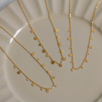 Dây chuyền thép titan hình giọt nước sang trọng mới cho phụ nữ, thiết kế độc đáo, dây chuyền xương đòn, phụ kiện dây chuyền áo len màu vàng 18K mới