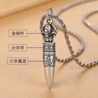 Dây Chuyền Thép Titan Mặt Viên Đạn Sáu Cánh Có Thể Tháo Rời Phong Cách Retro Cho Nam