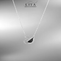 Dây chuyền thiên nga CDE Crystal Swan Necklace Siver Black CDE6042SB - Lita Jewelry