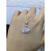 Dây chuyền thiên nga đính đá vuông nhân tạo siêu sáng bạc thật nmj