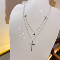 Dây chuyền titan 2 tầng chử T mạ trắng ko rỉ