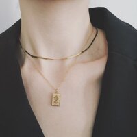 Dây chuyền titan mặt chữ nhật vintage Elizabeth không gỉ WN2248