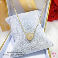 Dây chuyền trái tim phồng đính đá vàng 10k – DCNU274