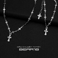 Dây chuyền trơn có mặt thánh giá, vòng cổ màu bạc THÉP TITAN KHÔNG GỈ đơn giản dành cho nam BEAR18