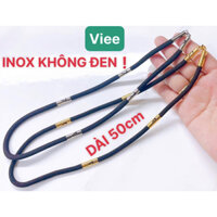 Dây chuyền vải dù đen bọc inox trắng, mạ 18k Thái Lan