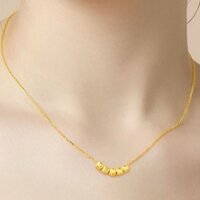 Dây chuyền vàng 24K cho phụ nữ, vàng nguyên chất 999, hạt may mắn năm điều, thời trang đơn giản, đa năng, quà tặng mạ vàng cho bạn gái