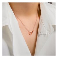 Dây chuyền vòng cổ bạc 925 vòng tròn kết nối màu vàng hồng yustore