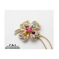 Dây chuyền (vòng cổ) Cỏ 4 lá may mắn đính đá lấp lánh - Mạ Vàng 18k CDC-108