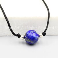 Dây Chuyền Vòng Cổ Handmade Đá Agate Đỏ Cam 8MM, Trang Sức Phong Thuỷ, Mệnh Hoả, Mệnh Thổ S50 - Bead Art 3 - Xanh Lapis-Thuỷ,Mộc