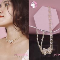 Dây chuyền - vòng cổ mạ vàng 10k - bạc 925 - choker chiếc nơ sang chảnh - xinh- lung linh - không gây kích ứng da