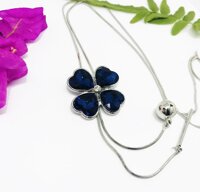 Dây chuyền vòng cổ nữ cỏ 4 lá đá xanh ấn tượng - Mẫu 1