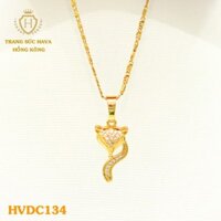 Dây Chuyền, Vòng Cổ Nữ Mặt Hồ Ly Đính Đá Màu Trắng Xi Mạ Vàng Non - Trang Sức Hava Hong Kong
