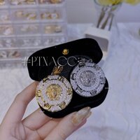 Dây chuyền, vòng cổ xi bạch kim xoắn vuông phối mặt Vers thương hiệu đính soàn .PTNACC.