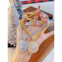 Dây chuyền, vòng cổ xoắn mai phối mặt tròn đính đá tấm đơn giản sang trọng dành cho nữ. PTNACC