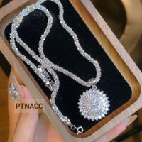 Dây chuyền, vòng cổ xoắn mai 3li phối mặt đính đá paguet sáng đẹp dành cho nữ, hợp kim xi bạch kim . PTNACC