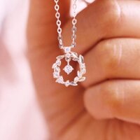 Dây chuyền vòng lá đá lúc lắc BẠC S925 DC010