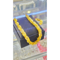 Dây chuyền xoắn lá vuông 9 li tầm 9 chỉ đến 1 cây có kí hiệu italy750 chất liệu bạc ý 950 xi lắc kê vàng dạng unisex nam