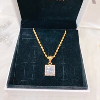 Dây chuyền xoắn mặt đá vuông mạ vàng 18k RCLN