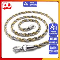 Dây chuyền xoắn nam titan thời thượng đẹp inox thép không gỉ buộc tàu trangsucpt white color mạ vàng bay bổng PTDCNA07