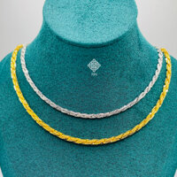 Dây chuyền xoắn titan, Vòng cổ titan xoắn vuông chạm khắc màu 18k và trắng dày 4 li, TRANGSUCMOILUATUOI.RIN