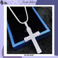 Dây chuyền/Vòng cổ bạc ta, bạc S925 Quiin - Hình thánh giá full đá dành cho nam 0014MD