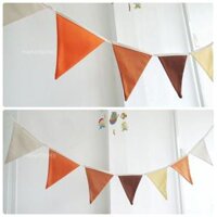 Dây cờ tam giác vải màu nâu vàng cam, xịn may đẹp, dài 2,2m, trang trí Decor Sinh nhật