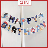 Dây cờ trang trí  Dây cờ treo Sinh nhật  Happy birthday dùng để trang trí nhiều mẫu - Mẫu babyshark 1