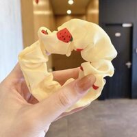 Dây cột tóc hoa lá màu sắc, caro, scrunchies hoa nhí xinh xắn, buộc tóc - Vàng trơn