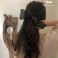 Dây cột tóc nơ voan dài xinh xắn - Đen