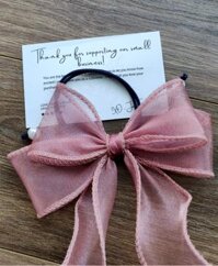 Dây Cột Tóc Nơ Voan Ngọc Trai  - Hồng