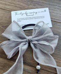 Dây Cột Tóc Nơ Voan Ngọc Trai  - Xám