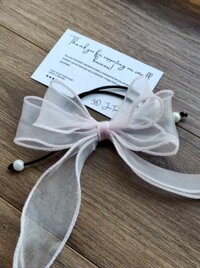 Dây Cột Tóc Nơ Voan Ngọc Trai  - Hồng Nhạt