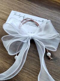 Dây Cột Tóc Nơ Voan Ngọc Trai  - Trắng