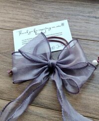 Dây Cột Tóc Nơ Voan Ngọc Trai  - Tím đậm