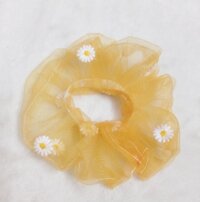 Dây cột tóc scrunchies dễ thương - Cúc họa mi vàng loại trung
