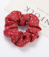Dây cột tóc scrunchies dễ thương - HD47 chấm bi nền đỏ
