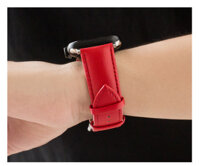 Dây da bò MỀM cho Apple Watch 40mm 44mm 38mm 42mm cho đồng hồ Apple Watch IWatch Series 3 4 5 6 7 - Màu Đỏ - 42mm44mm45mm