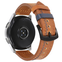 Dây Da Bò Sáp Ngựa Điên Chốt Thông Minh Thay Thế Cho Đồng Hồ Cổ Điển Các Loại SmartWatch, Samsung Watch, Huawei Watch - Nâu Vàng -  Size 22mm