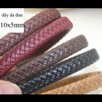 dây da bò thật đan 10x5mm làm vòng tay, quai đeo túi - phụ kiện làm đồ da thủ công