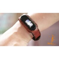 Dây da bò thật handmade Nâu Đỏ Cho Mi Band 6 / Mi Band 5 / Mi Band 4 / Mi Band 3 RAM