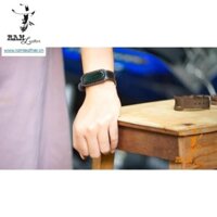 DÂY DA BÒ THẬT MAY TAY CHO MIBAND 5 - DA BÒ ĐEN TUYỀN - CHÍNH HÃNG RAM LEATHER - MI BAND 5 BLACK COW LEATHER STRAPS . *