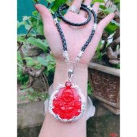 Dây da bọc bạc mặt phật