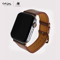 Dây da Charles Nappa Chocolate cho Apple Watch size nam (42/44/45mm) - Adapter màu đen